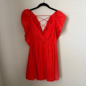 NWT Umgee Flutter Sleeve Dress With Tie Back Size M